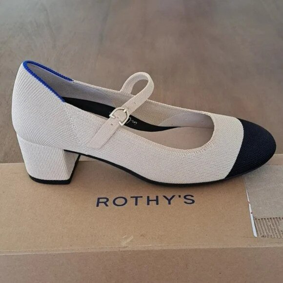 ROTHY'S The Mary Jane Heel - Color: Cream Captoe - Size: 7 - Picture 2 of 11